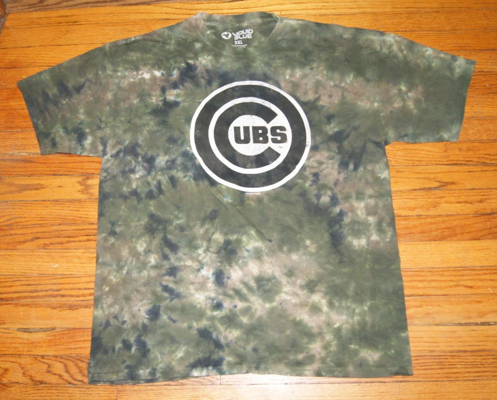 Chicago Cubs Liquid Blue Camo Tie Dye Mens 2XL TShirt RARE